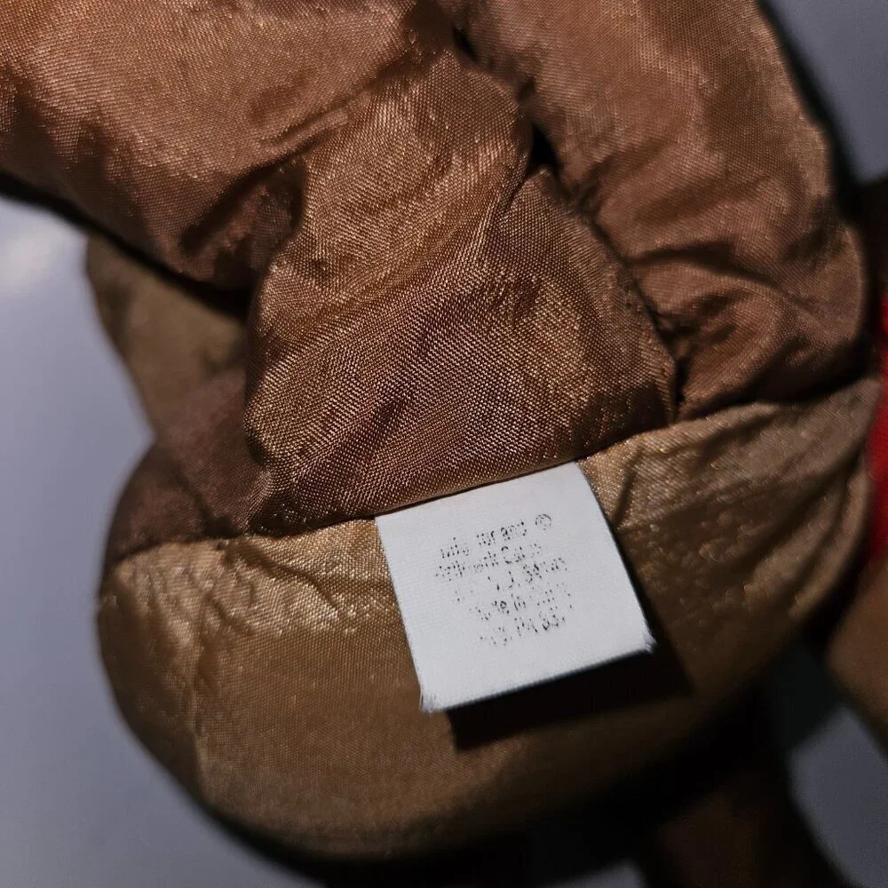VTG Hallmark Rodney Reindeer Plush Brown Nylon Christmas Stuffed Toy Red Bow